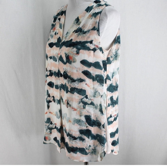 Cabi Pink Green Gelato Watermark Print V Neck Sleeveless Layered Women Top - Picture 5 of 7